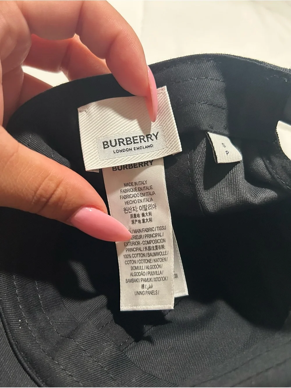 Burberry Black and White Embroidered Logo Baseball Cap- Small